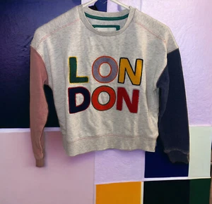 Boden Fun Knit Sweater LONDON Color Block Gray size 9-10 Year Pink Blue Yellow - Picture 1 of 5