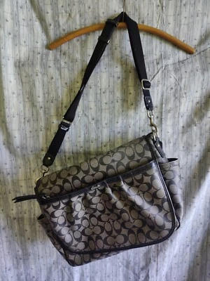 Coach Bolso de Mano Cartera F18373 Bebé Pañal Bolso Mensajero Firma Cuero Negro Foto 1 de 4