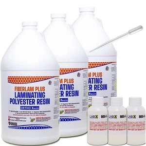 FIBERLAM PLUS 3 Gallon FIBERGLASS RESIN +MEKP (for Laminating cloth, mat,strand) - Picture 1 of 6