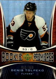 2007-08 Upper Deck Trilogy #168 Denis Tolpeko RC ROOKIE SERIAL #832/999 FLYERS