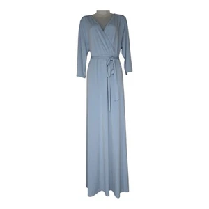 PinkBlush 3XL Maternity Maxi Dress Periwinkle Draped 3/4 Sleeve Faux Wrap NWT - Picture 1 of 17