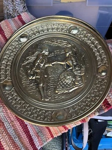 Vintage Brass Embossed Hanging Plates Set of 4 - Picture 1 of 5