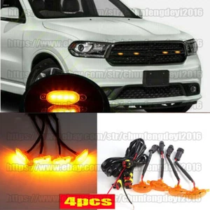 4x For 2008-2024 Dodge Durango Yellow Front Grille Amber LED Light Raptor Style - Picture 1 of 8
