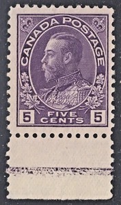 Canada 5c KGV Lathework, Scott 112a TYPE D INV, F-VF used, catalogue - $225 - Picture 1 of 2