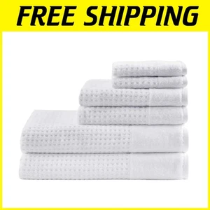 Toallas de baño de secado suave y rápido, tejido gofre 100 % algodón, 6 piezas - Imagen 1 de 7