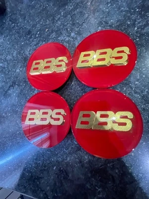 BBS RS LM RZ Center Caps Logos 70mm 09.24.030 Red Gold Set Of 4 - Image 1 of 4