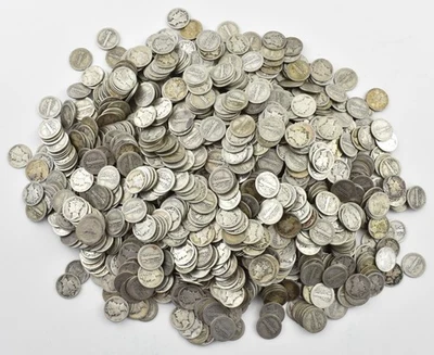 Lote de 50 rolos de moeda de dez centavos de prata Mercury 90% 1924 US$ 5 face - Imagem 1 de 4