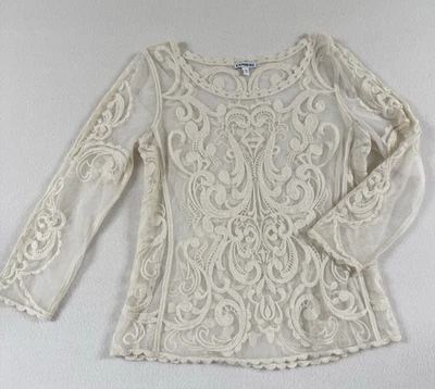 Top de Encaje Transparente Topper Hada Romántico Y2K Coqueta Boho Festival Express Pequeño P Foto 1 de 4