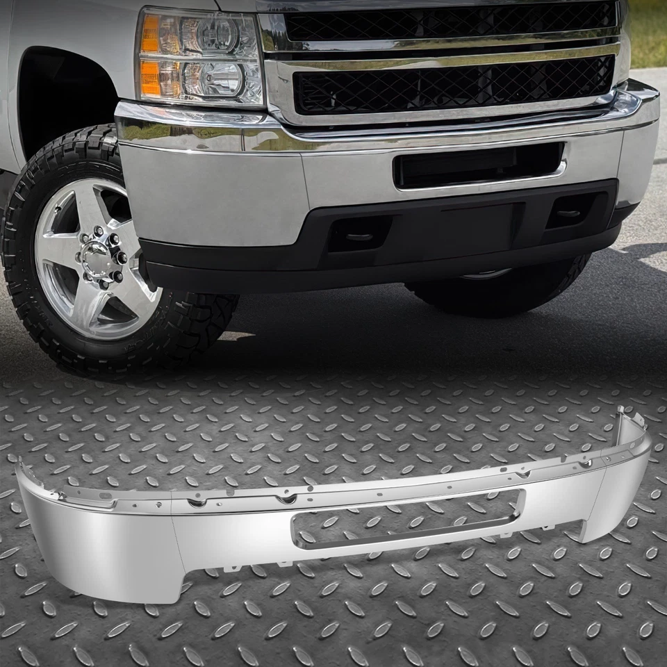 Barra frontal de parachoques cromada sin orificios para faros antiniebla para 11-14 Silverado 2500 3500 HD Foto 1 de 4
