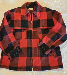 Vintage Woolrich Jacke Herren Large rot Wolle Büffel kariert Flanell Jagd ungefüttert EUC - Bild 1 von 14