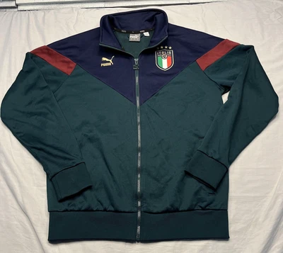 Chaqueta de fútbol Italia para hombre mediana verde azul marino dorado Puma FIGC escudo fútbol Foto 1 de 4