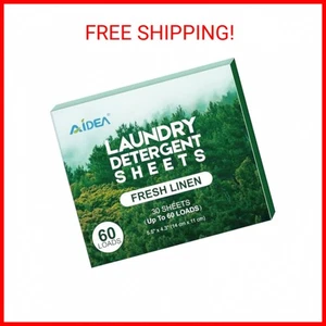 AIDEA Laundry Detergent Sheets, Fresh Scent-(60 Loads) 30 Sheets, Eco-Friendly L - Picture 1 of 2