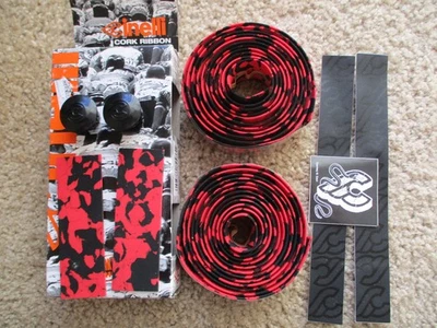 Complete Cinelli cork tape wrap Splash red black even includes a sticker - Image 1 of 2