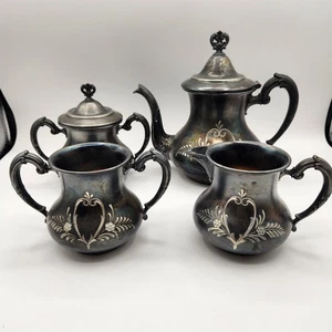 Richfield Plate Co Tea Set Teapot Sugar Creamer Waste Bowl Quadruple Plated 2293 - Picture 1 of 23