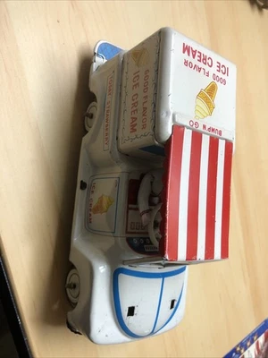 CAMIÓN DE HELADOS VINTAGE YOSHIYA KO JAPÓN AÑOS 50 ESTAÑO FRICCIÓN BUEN SABOR CB Foto 1 de 4