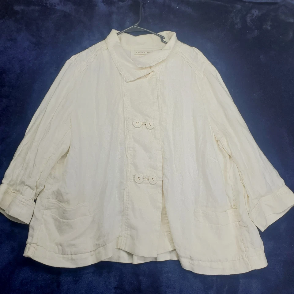 Chaqueta Top Para Mujer 100% Lino XL Marfil Columpio Botón Gran Tamaño Lagenlook Foto 1 de 4