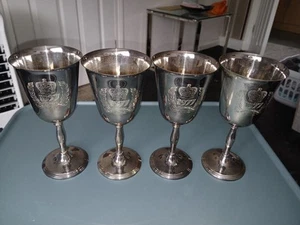 1977 Silver Jubilee Silver Plated Goblets x4 Made in England by Cavalier - Picture 1 of 9