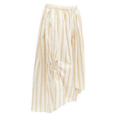 Oscar De La Renta Algodón Lino Acanalado Recorte Rayas Globo Falda Mujer Talla 0 Foto 1 de 4
