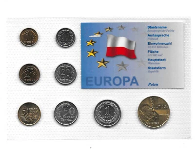 POLAND 1 GROSZ - 2 ZLOTE 1994-2005 Uncirculated Set of 8 Coins, Sealed. BB14 - Image 1 of 2