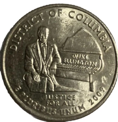 2009-D Duke Ellington Columbia Washington Quarter  Double Die DDO - Image 1 of 2