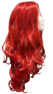 Womens Red Wigs Long Curly Wavy Red Wig Cosplay Halloween Costumes Wig Body Wave