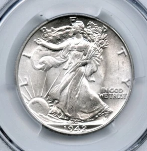 1942 Walking Liberty Half Dollar, PCGS MS65 - Picture 1 of 3