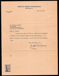 Transportschnur. Joseph Eastman Autogramm, Emergency Management Penalty Env - Bild 1 von 2
