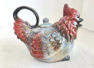 Boston Warehouse Blue and Red Ceramic Rooster 3 Cup Teapot - Picture 1 of 7
