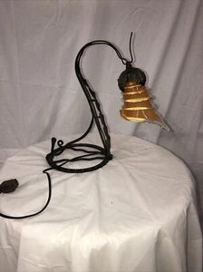 One Light Modern Art Deco Wrought Iron Table Lamp & Glass Tulip Europe / Romania - Picture 1 of 9