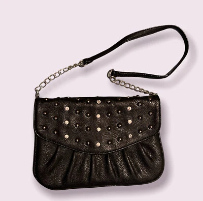 Grace Adele Black & Rhinestone Crossbody & Clutch Hand Bag! Purse! New - Image 1 of 4