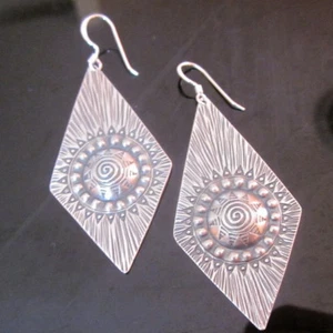 Fine 925 Sterling Silver Earrings BOHO CRAFT TRIBAL #C01 - Picture 1 of 6
