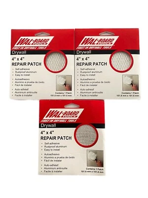 (3 Packs) WAL-BOARD TOOLS 4” x 4” Aluminum Drywall Repair Patches - Image 1 of 4