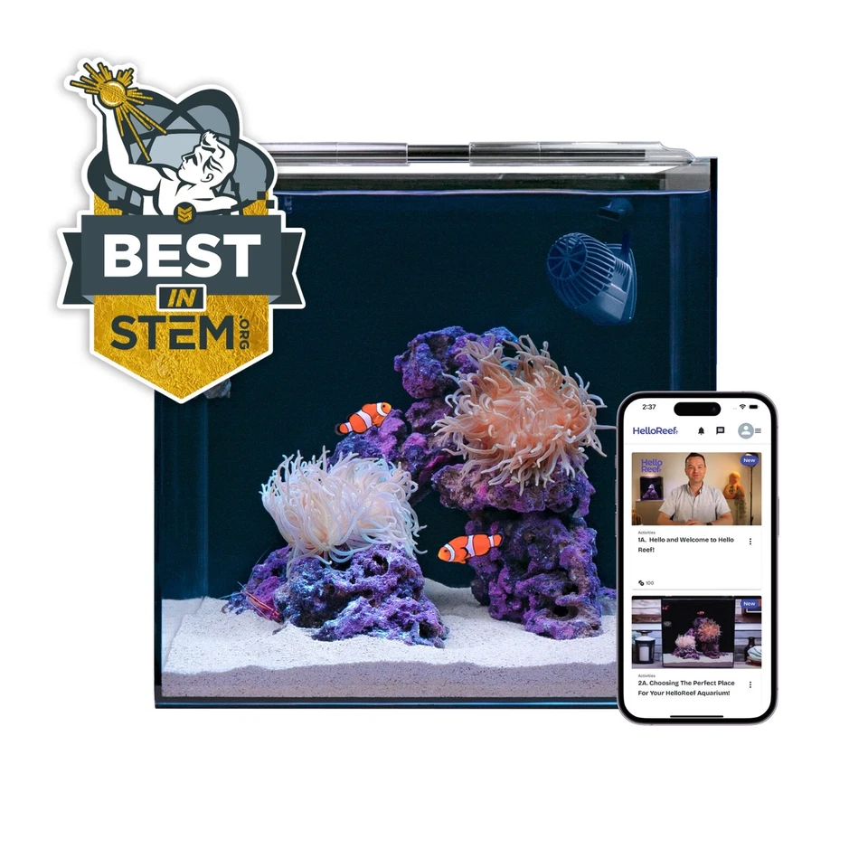 Kit de acuario de agua salada todo en uno HelloReef de 15 galones con guía de aprendizaje Foto 1 de 4