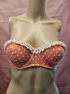 Top de bikini Victoria’s Secret talla 34B The Flirt Bandeau con aros neón lunares Foto 1 de 4