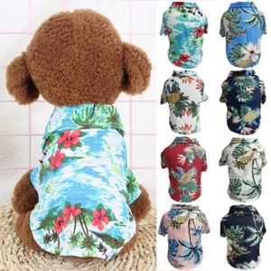 Pet Dog Cat Summer T Shirt Hawaiian Style Breathable Vest Blouse Clothes Apparel - Picture 1 of 20