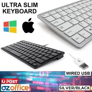 HIGH QUALITY Black Silver Ultra Slim Thin Mini Portable USB Keyboard Windows Mac - Picture 1 of 8