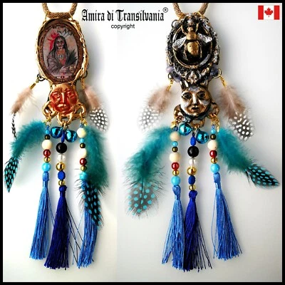 Joyería étnica africana tribal colgante largo collar África atrapasueños chamán Foto 1 de 4