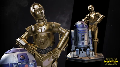 R2-D2 and C-3PO Statue Diorama Star Wars 3D Droids Resin Model Kit - Image 1 of 4