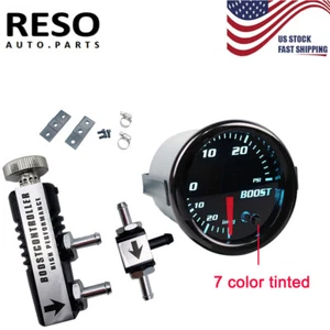 2" 52mm 7-Color Adjustment Boost Gauge w/0-30PSI Manual Boost Controller Kit - Picture 1 of 12
