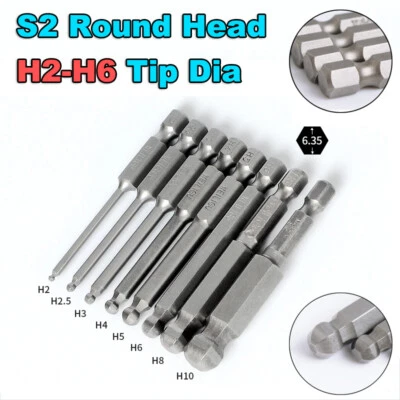 Round Head Hex Screwdriver Bits With Magnetic Screws Drive Drill Bits 1/4" Shank - Image 1 of 4