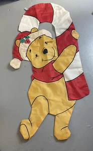 Christmas Winnie the Pooh with Candy Cane Yard Flag Banner 1997 Vintage Holiday - Picture 1 of 3