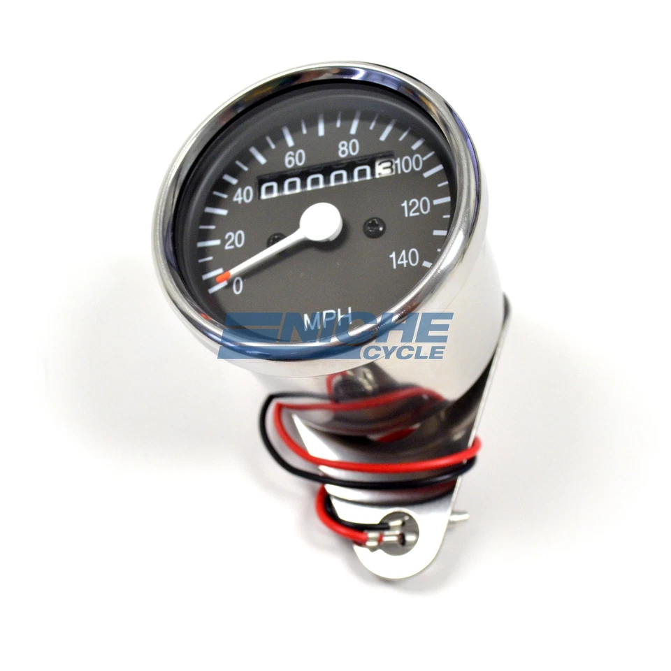 Mini Universal Motorcycle Mechanical 140 MPH Speedo Speedometer Gauge 2:1 - Image 1 of 3