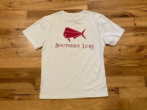 Southern Lure Men's Size Medium Pocket White Red Short Sleeve Cotton T-Shirt - Picture 1 of 12