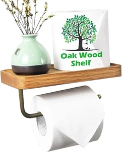 Deercy Toilet Paper Holder with Rustic Wood Wall Mounted Shelf for Bathroom - Bild 1 von 8