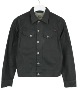NUDIE Conny Dry Black Coated Blazer Men's SMALL Denim Black Buttoned Pockets - Picture 1 of 16