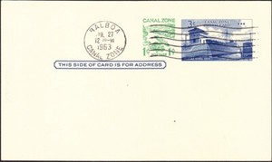 Canal Zone - 1963 -  3+1 Cents Ship In Lock Postal Card #UX13 w First Day Cancel