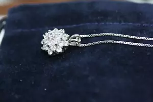 Collana donna Canada vintage ciondolo zirconi a grappolo argento sterling scatola 18" catena - Foto 1 di 18