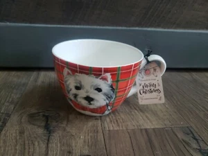 Portobello by Design Holidays Christmas Westie Dog in Plaid Mug/Cup-Bone China - Picture 1 of 2
