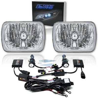7X6" 6000K HID Crystal Clear Glass / Metal Headlight H4 Light Bulb Headlamp Pair - Image 1 of 4