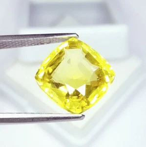 Natürlicher gelber Saphir loser Edelstein 11 kt Ceylon zertifiziert Kissenschliff O123 - Bild 1 von 12